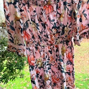 Lulu's Floral Pink Midi Dress